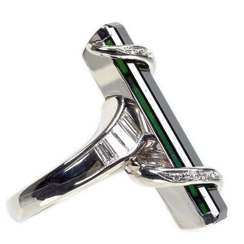 【中古】PT900 TOURMALINE  グリーントルマリンリング T8.98ct D0.83ct 15.4g