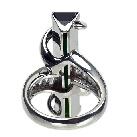 【中古】PT900 TOURMALINE  グリーントルマリンリング T8.98ct D0.83ct 15.4g