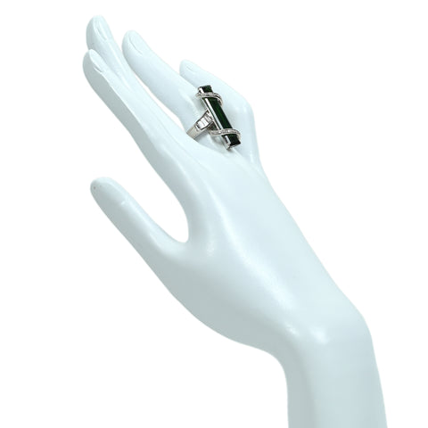 【中古】PT900 TOURMALINE  グリーントルマリンリング T8.98ct D0.83ct 15.4g