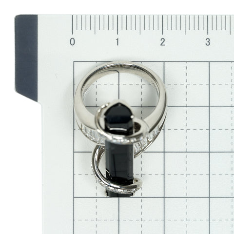 【中古】PT900 TOURMALINE  グリーントルマリンリング T8.98ct D0.83ct 15.4g