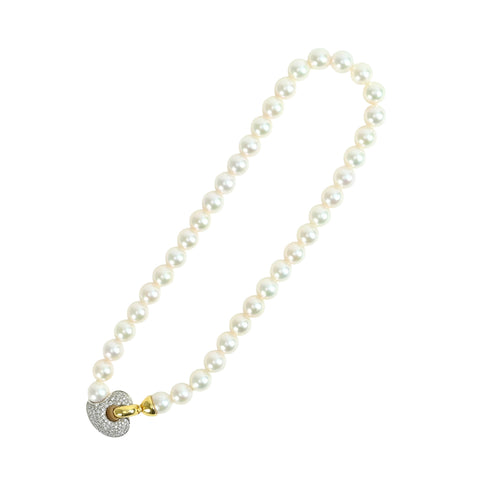 Pre-owned CALDERONI K18YG Akoya Pearl Necklace, 8.5-9.0mm, D0.69ct, 48.5g, Box/Card, One Price 