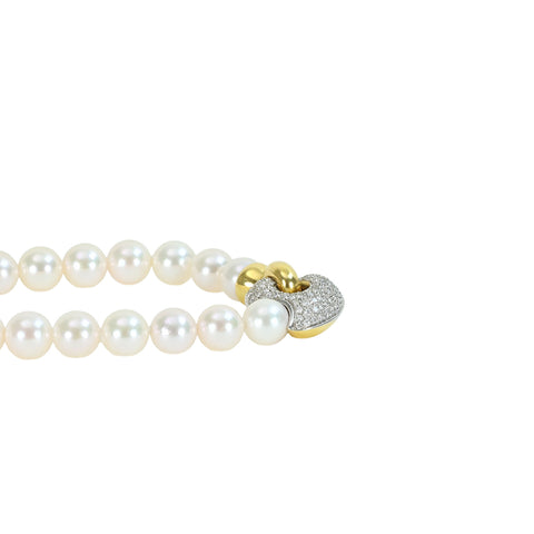 Pre-owned CALDERONI K18YG Akoya Pearl Necklace, 8.5-9.0mm, D0.69ct, 48.5g, Box/Card, One Price 