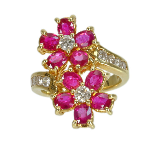 【中古】K18YG RUBYルビーリング R3.15ct D0.67ct 8.3g #9