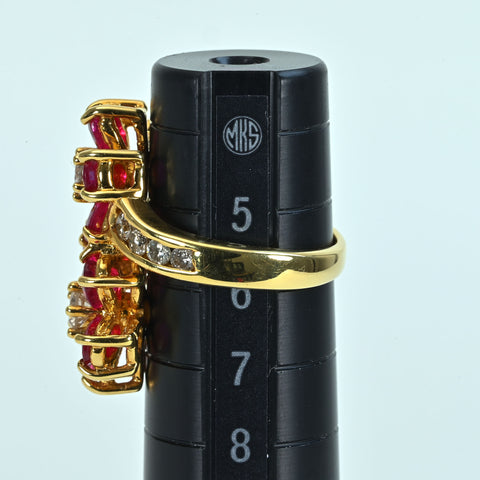 【中古】K18YG RUBYルビーリング R3.15ct D0.67ct 8.3g #9