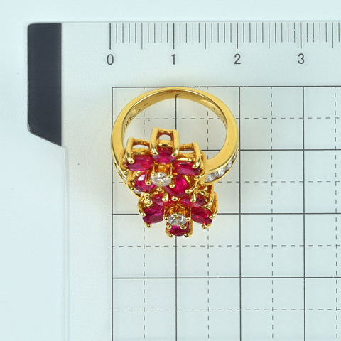 【中古】K18YG RUBYルビーリング R3.15ct D0.67ct 8.3g #9