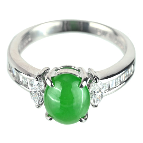 【中古】PT900 JADEITE ヒスイ リング J1.79ct D0.53ct 5.6g #11