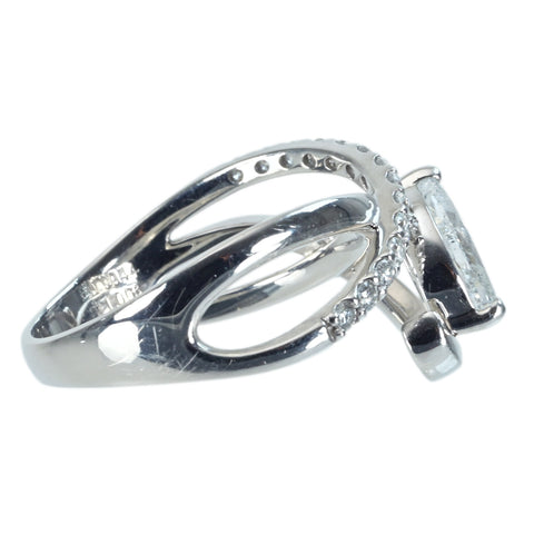 Pre-owned PT900 Marquise Cut Diamond Ring, 1.006ct, G Color, I1 Class, D0.36ct, CGL Certified, 8.0g, #18.5 