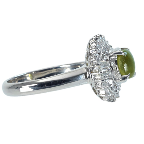 Pre-owned PT900 Cat's Eye Chrysoberyl Ring, CE 1.45ct, D 0.53ct, 6.8g, #9 