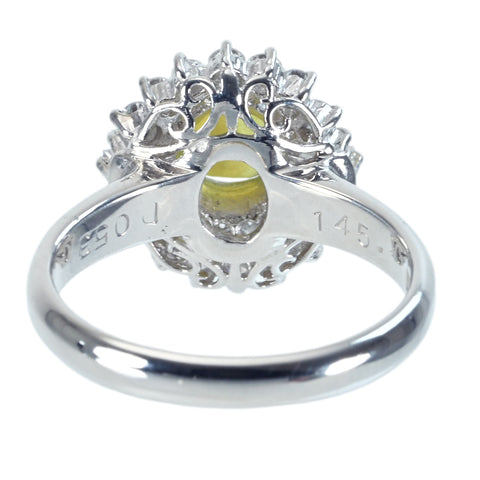Pre-owned PT900 Cat's Eye Chrysoberyl Ring, CE 1.45ct, D 0.53ct, 6.8g, #9 