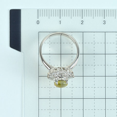 Pre-owned PT900 Cat's Eye Chrysoberyl Ring, CE 1.45ct, D 0.53ct, 6.8g, #9 
