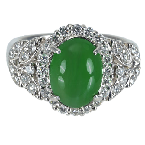 【中古】PT900 JADEITEヒスイリング J3.34ct D0.73ct 9.4g #13
