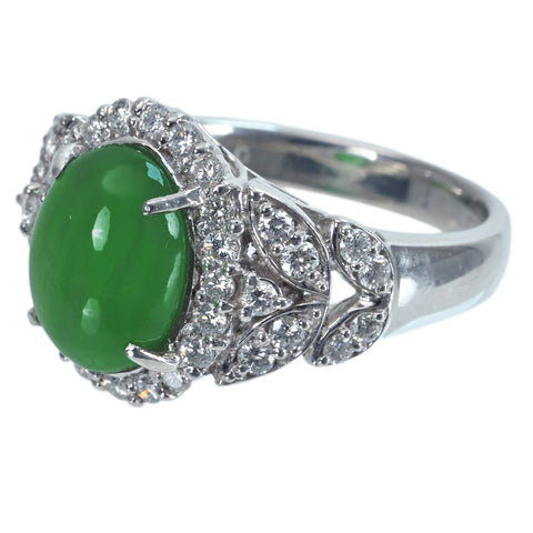 【中古】PT900 JADEITEヒスイリング J3.34ct D0.73ct 9.4g #13