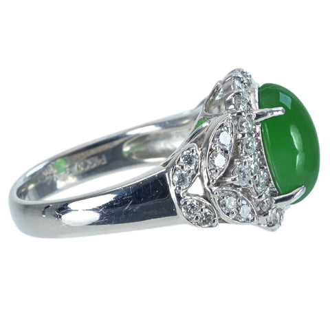 【中古】PT900 JADEITEヒスイリング J3.34ct D0.73ct 9.4g #13