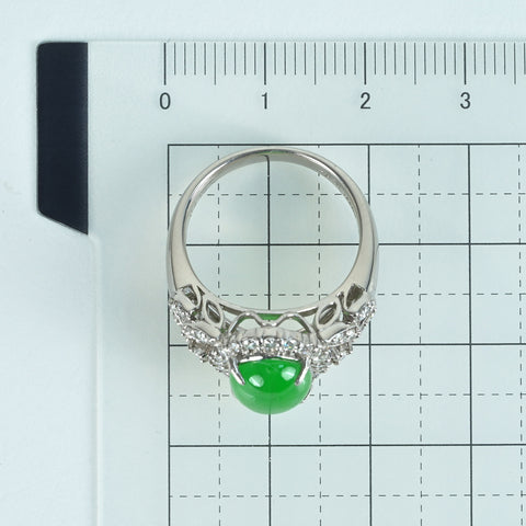 【中古】PT900 JADEITEヒスイリング J3.34ct D0.73ct 9.4g #13