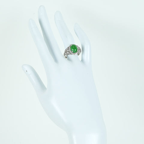 【中古】PT900 JADEITEヒスイリング J3.34ct D0.73ct 9.4g #13