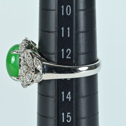【中古】PT900 JADEITEヒスイリング J3.34ct D0.73ct 9.4g #13