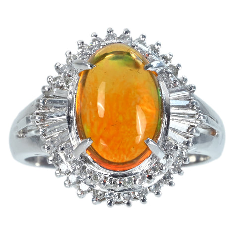 【中古】PT900 MEXICO OPALメキシコオパールリング OP1.89ct D0.41ct 6.9g #10