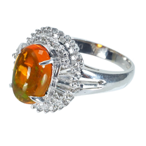 【中古】PT900 MEXICO OPALメキシコオパールリング OP1.89ct D0.41ct 6.9g #10