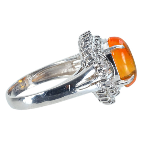 【中古】PT900 MEXICO OPALメキシコオパールリング OP1.89ct D0.41ct 6.9g #10