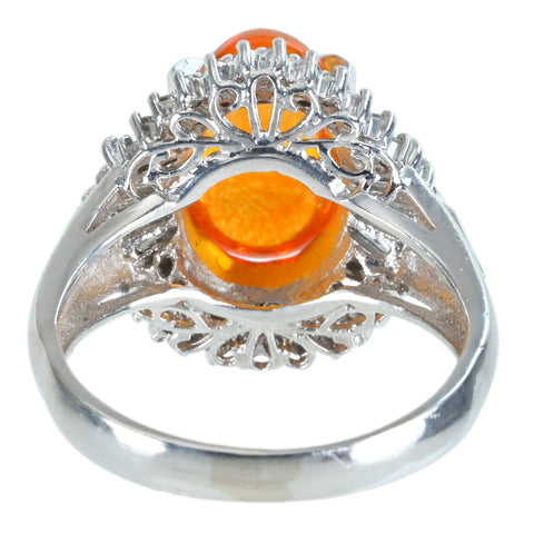 【中古】PT900 MEXICO OPALメキシコオパールリング OP1.89ct D0.41ct 6.9g #10