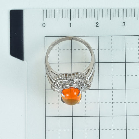 【中古】PT900 MEXICO OPALメキシコオパールリング OP1.89ct D0.41ct 6.9g #10