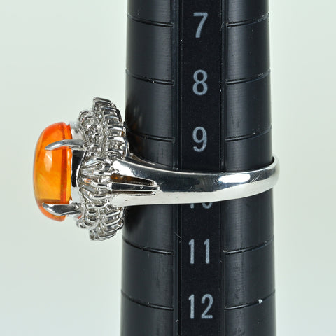 【中古】PT900 MEXICO OPALメキシコオパールリング OP1.89ct D0.41ct 6.9g #10