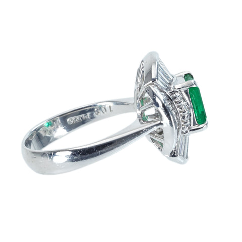 [Used] PT900 Emerald Ring E1.08ct D1.12ct 9.2g #13 
