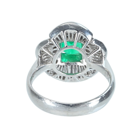 [Used] PT900 Emerald Ring E1.08ct D1.12ct 9.2g #13 