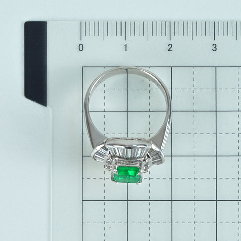 [Used] PT900 Emerald Ring E1.08ct D1.12ct 9.2g #13 