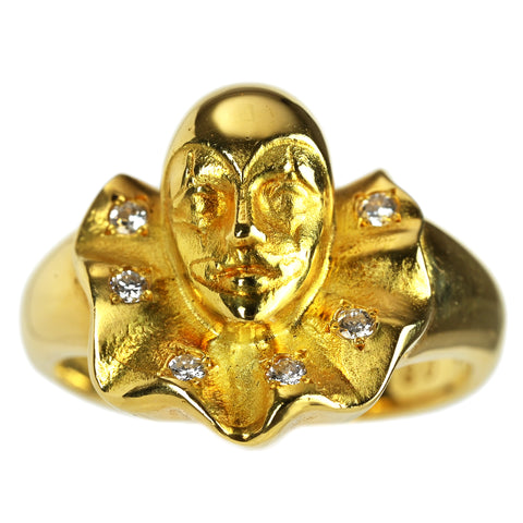 【中古】AGOSTINIアゴスティーニ K18YG DIAMONDダイヤモンドリング 0.08ct 6.4g #8.5