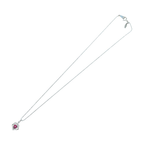 Pre-owned K18WG/PT900 RUBY Ruby Pendant Necklace, R 0.54ct, D 0.21ct, 3.6g 