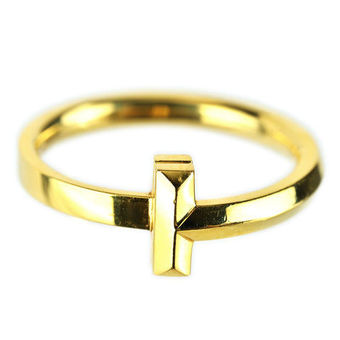 【中古】TIFFANY＆Co ティファニー K18YG ティーワン ナロー リング 4g #9