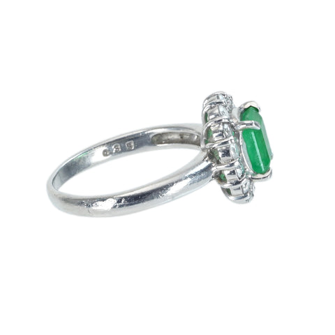 【中古】PT900 EMERALD RING エメラルドリング E1.203ct D0.35ct 4.8g #12