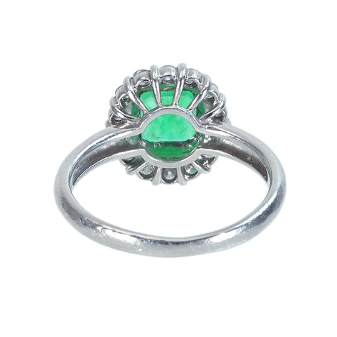 【中古】PT900 EMERALD RING エメラルドリング E1.203ct D0.35ct 4.8g #12