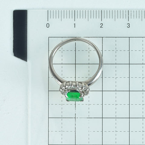 【中古】PT900 EMERALD RING エメラルドリング E1.203ct D0.35ct 4.8g #12