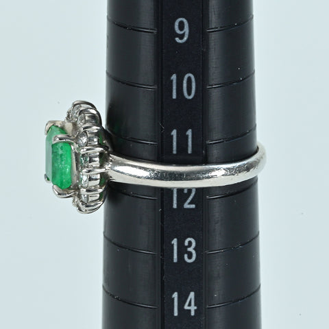 【中古】PT900 EMERALD RING エメラルドリング E1.203ct D0.35ct 4.8g #12