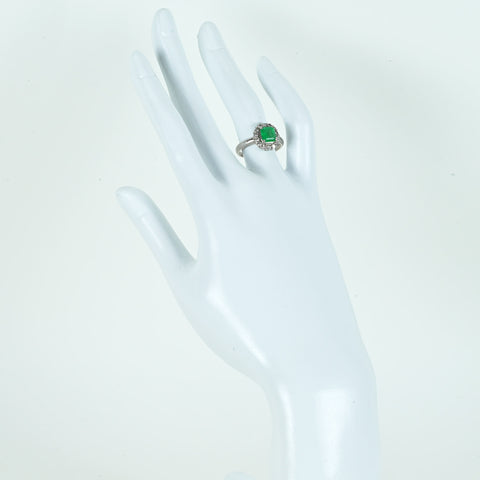 【中古】PT900 EMERALD RING エメラルドリング E1.203ct D0.35ct 4.8g #12
