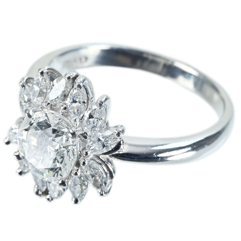 【中古】PT900 DIAMOND RING ダイヤモンドリング 1.007ct Fカラー I1クラス Goodカット D0.59ct 6.0g #10