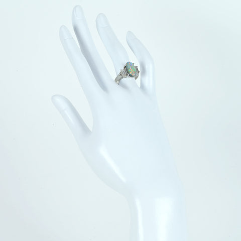 【中古】PT900 BLACK OPAL ブラックオパールリング BO3.29ct D0.67ct CGLソーティング 8.7g #13.5