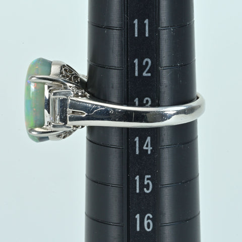 【中古】PT900 BLACK OPAL ブラックオパールリング BO3.29ct D0.67ct CGLソーティング 8.7g #13.5