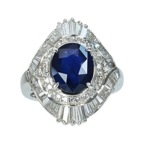 【中古】PT900 SAPPHIRE ビルマ産非加熱 サファイアリング S3.39ct D1.30ct GIA鑑別書 10.9g #10