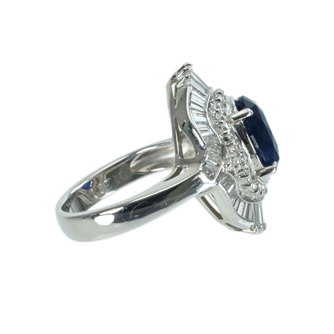 【中古】PT900 SAPPHIRE ビルマ産非加熱 サファイアリング S3.39ct D1.30ct GIA鑑別書 10.9g #10