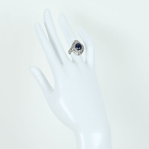 【中古】PT900 SAPPHIRE ビルマ産非加熱 サファイアリング S3.39ct D1.30ct GIA鑑別書 10.9g #10
