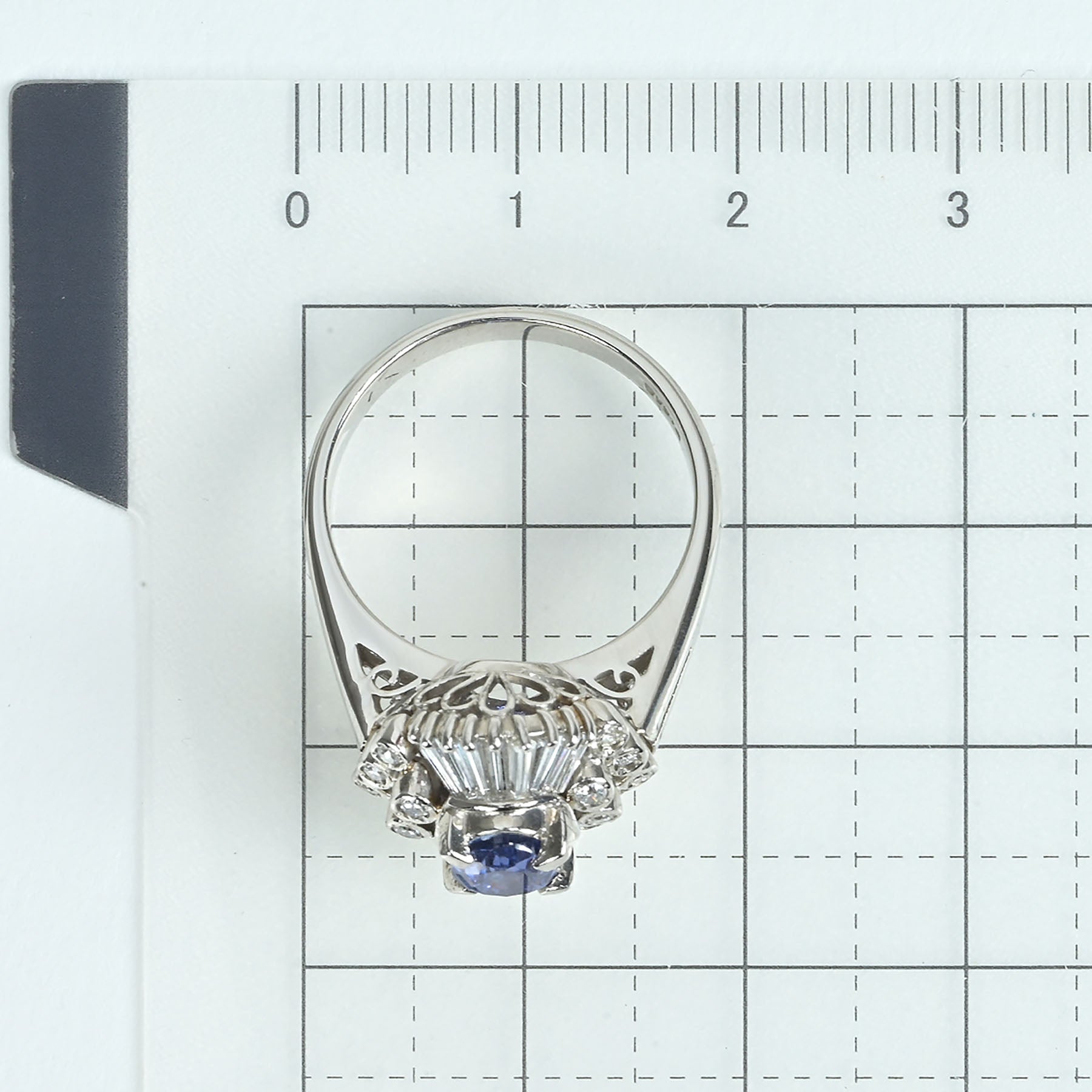 中古】PT900 SAPPHIREサファイアリング S1.90ct D0.57ct 日宝協ｿ 7.9g