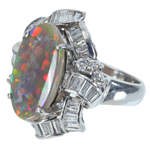 【中古】PT900 BLACK OPAL RING ブラックオパールリング BO3.51ct D1.38ct 13.8g #10