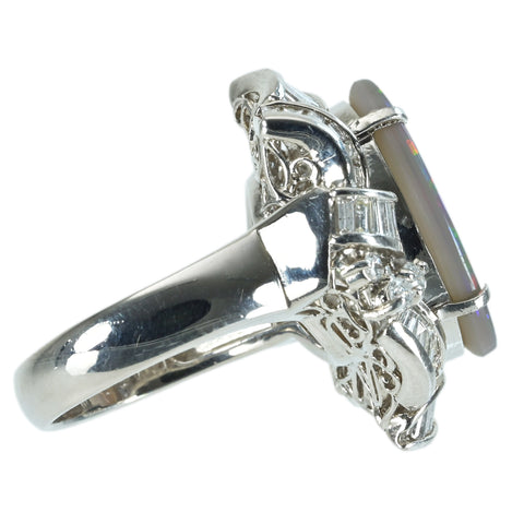 【中古】PT900 BLACK OPAL RING ブラックオパールリング BO3.51ct D1.38ct 13.8g #10