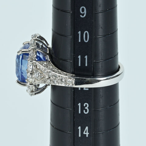 【中古】PT950 SAPPHIREスリランカ産非加熱サファイアリング S6.164ct D1.55ct GIA鑑別書 9.3g #12