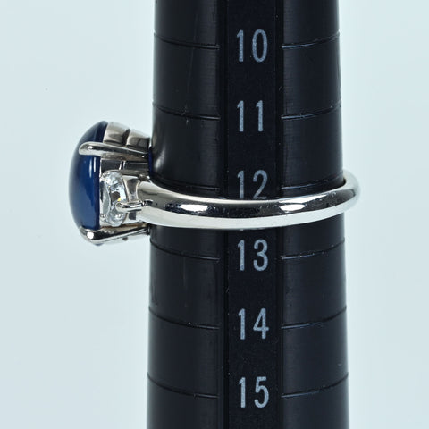 【中古】PT950 SAPPHIRE カボッションカット サファイアリング 3.831ct D1.17ct CGLソーティング 6.1g #12.5