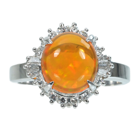 【中古】PT900 MEXICO OPALメキシコオパールリング OP2.70ct D0.39ct 8.2g #15