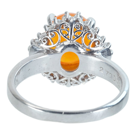 【中古】PT900 MEXICO OPALメキシコオパールリング OP2.70ct D0.39ct 8.2g #15